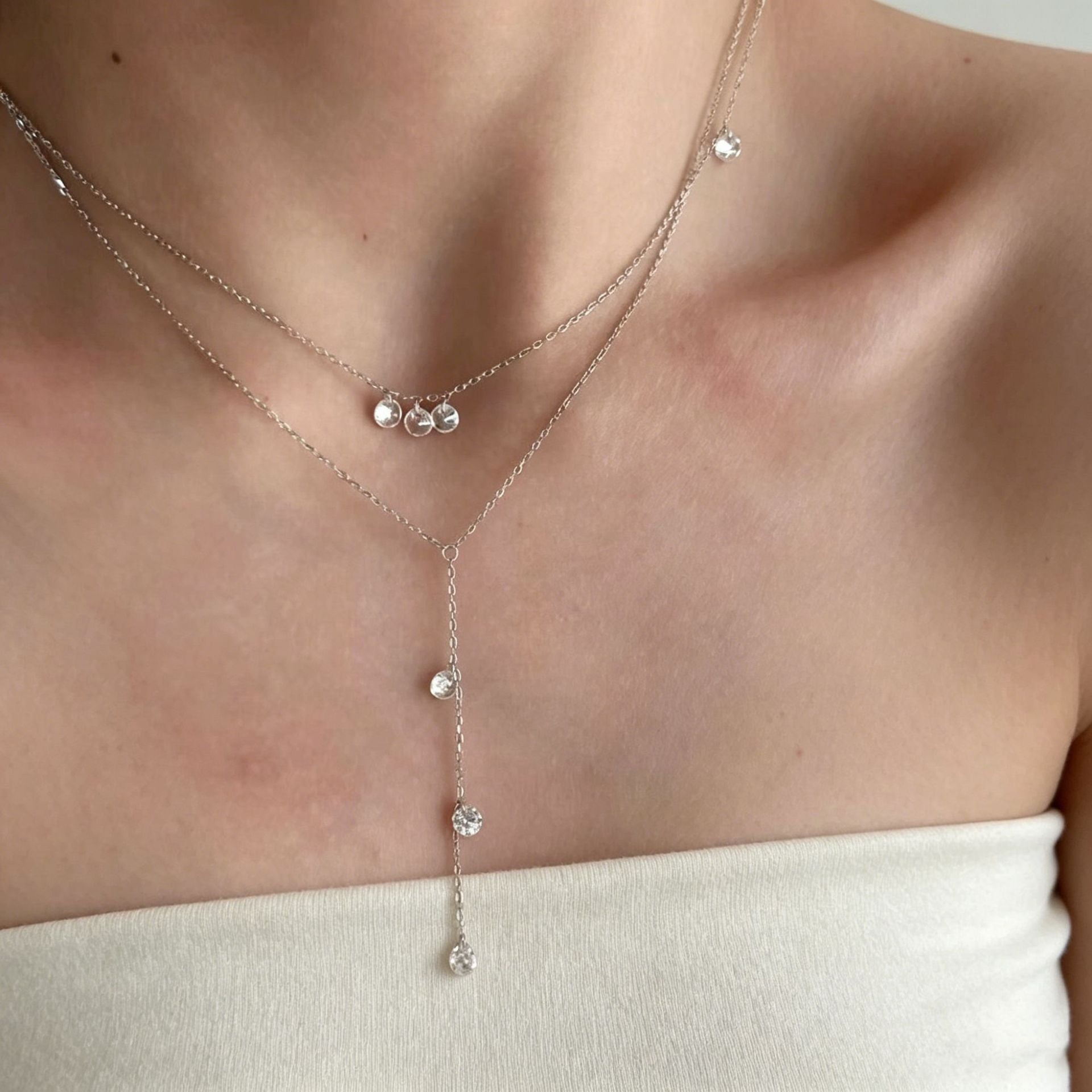 Mermaid Tassel Necklace For Women In Gold, Featuring Titanium Steel Pendant With Rhinestone Inlay