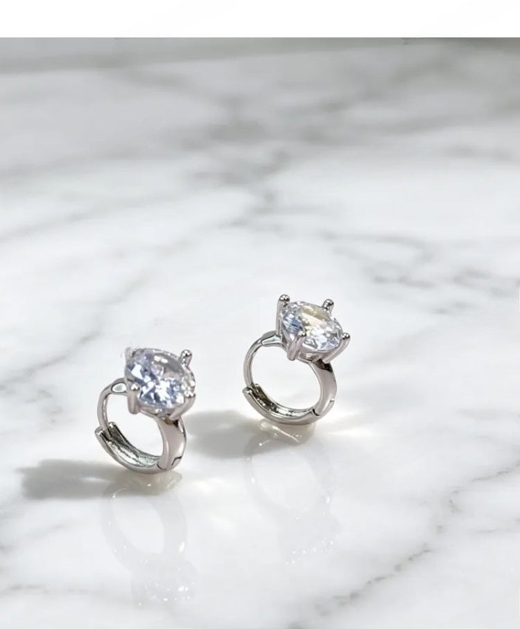 Geometric Earrings For Women In Real Gold Plated Copper With Claw Setting And Zircon Inlay