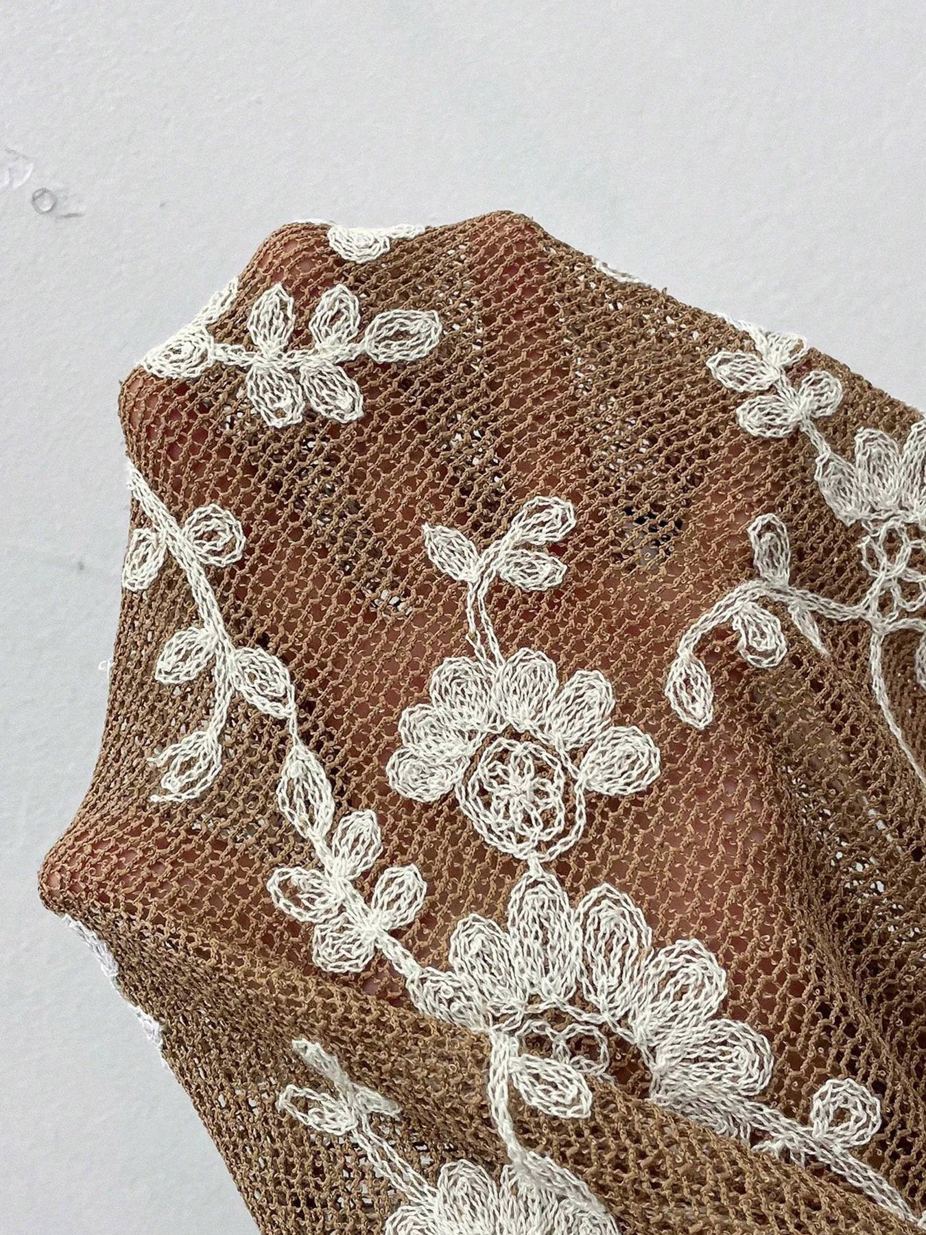 Casual Long Sleeve Flowers Knitwear With Embroidery In Knitted Fabric For Women