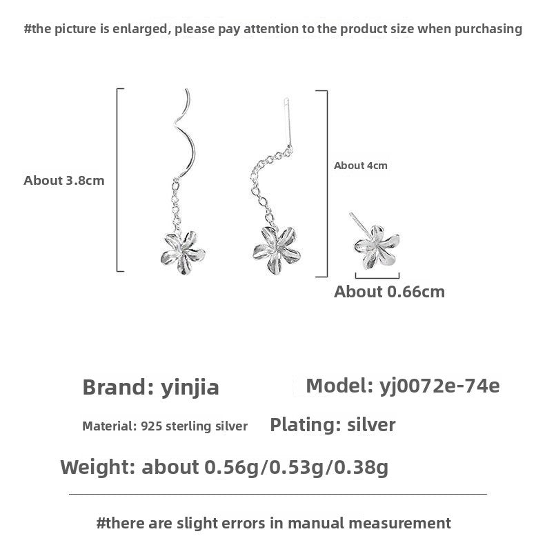 New Style Flowers Ear Line Earrings For Women Featuring 925 Sterling Silver Material