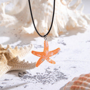 Handmade Ocean Pattern Bohemian Pendant Necklace In Purple With Artificial Crystal Inlay, Unisex Plastic Jewelry