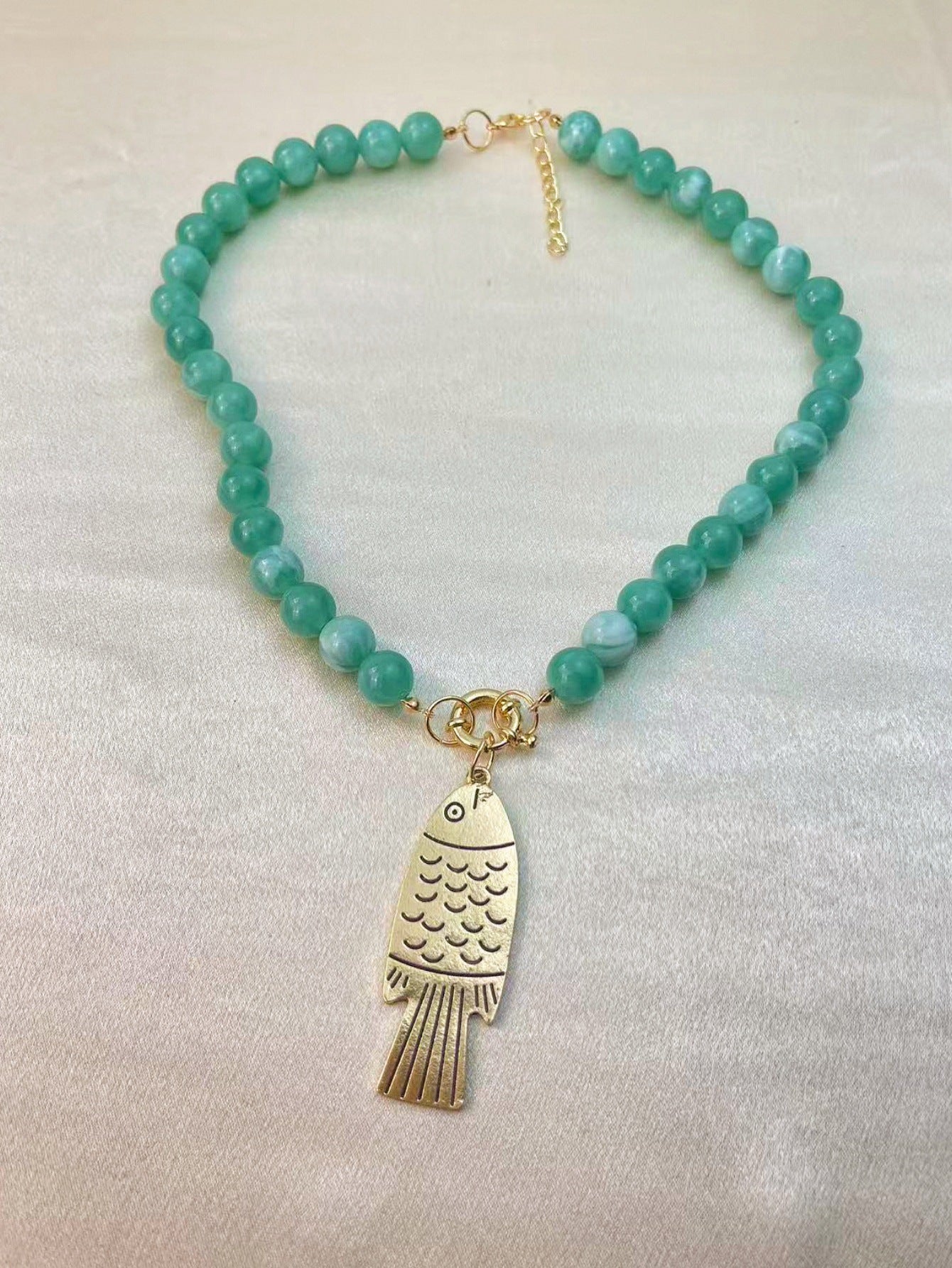 Bohemian Royal Blue Fish Beading Necklace For Women With Zinc Alloy Pendant