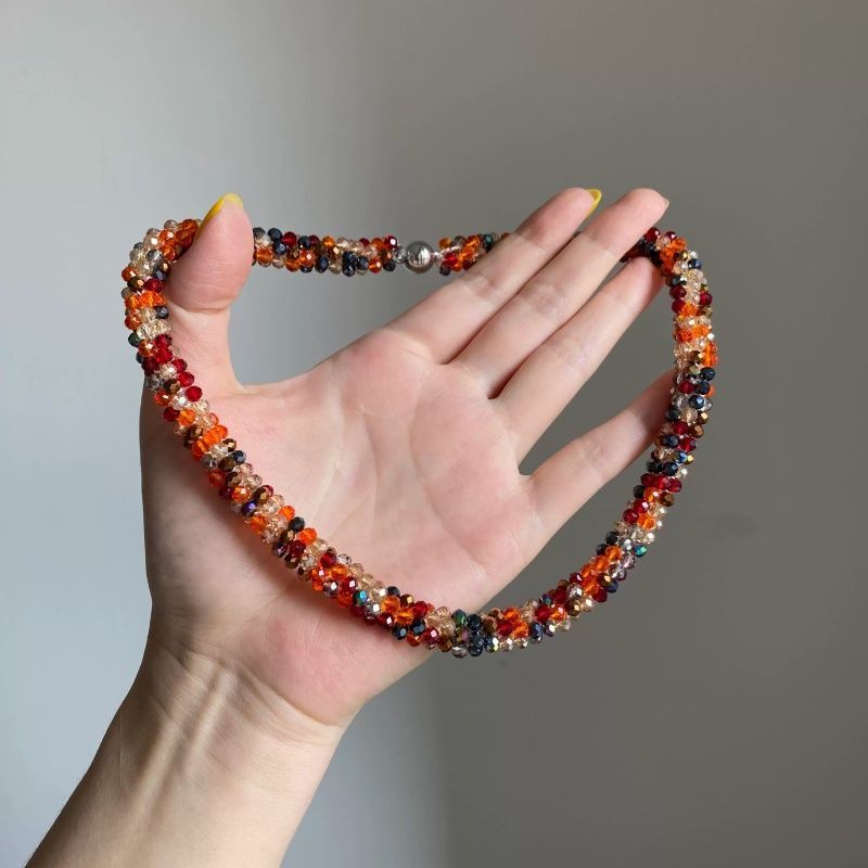 Bohemian Flowers Braid Choker For Women With Alloy Pendant And Seed Bead Beaded Chain In Colour