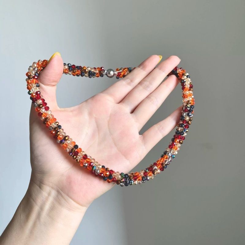 Bohemian Flowers Braid Choker For Women With Alloy Pendant And Seed Bead Beaded Chain In Colour