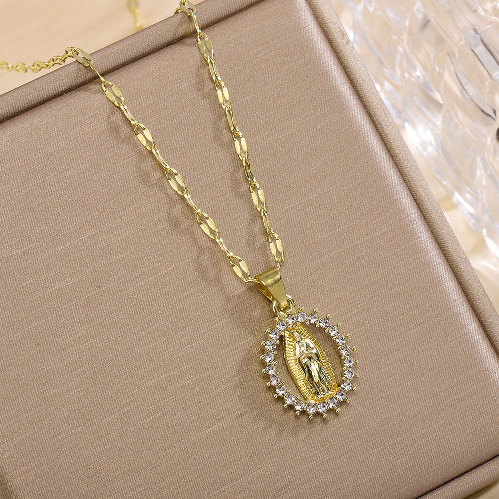 Bohemian Printing Necklace In Alloy With Colourful Rhinestones, Unisex Style Pendant Jewelry
