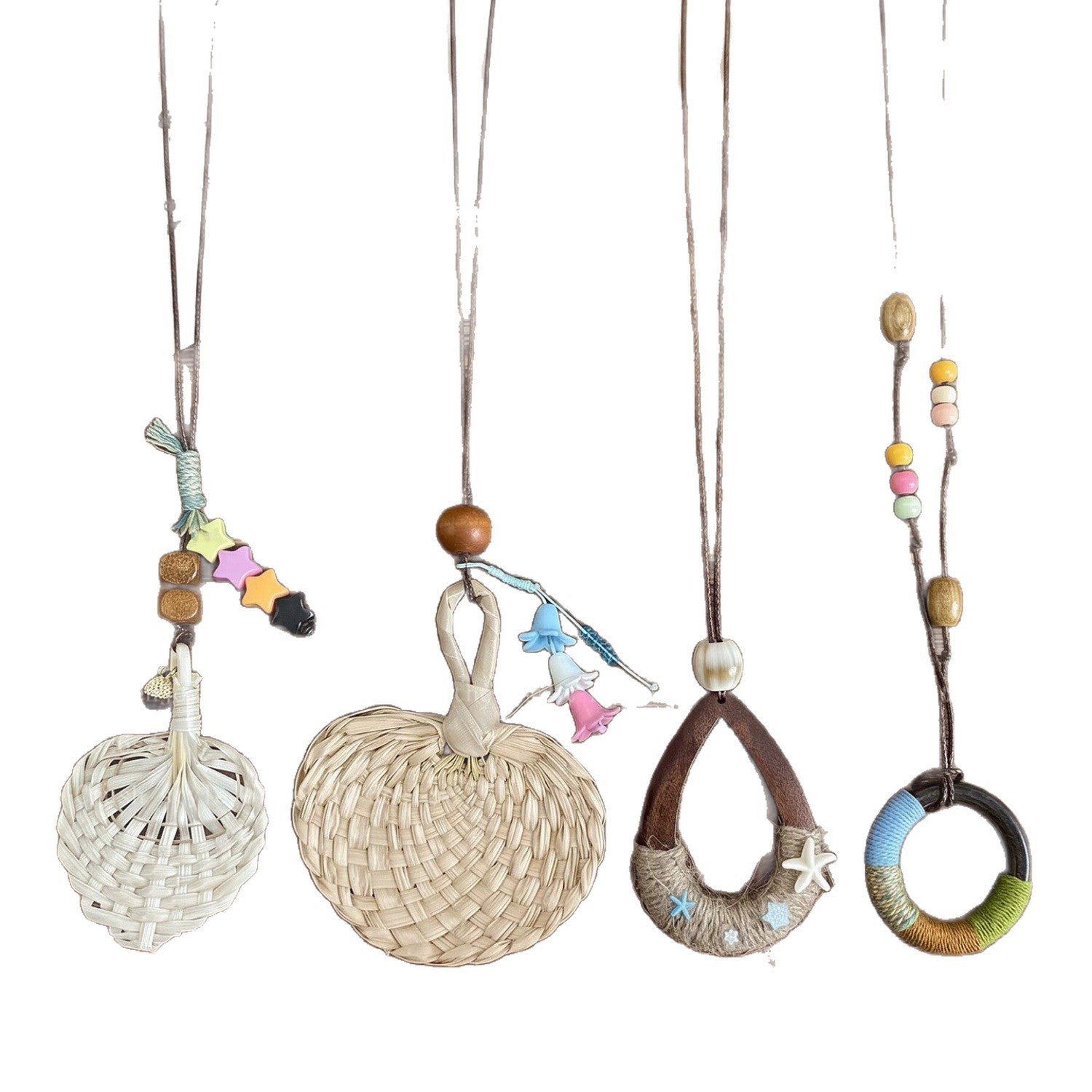 Bohemian Sector Braid Necklace For Women With Woven Chain In Mixed Materials