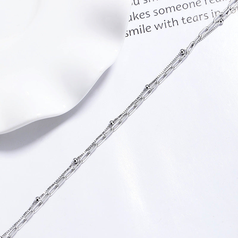 Geometric Bracelets For Women Featuring 925 Sterling Silver Ball Chain In Simple Style With Electroplated Gold Plating