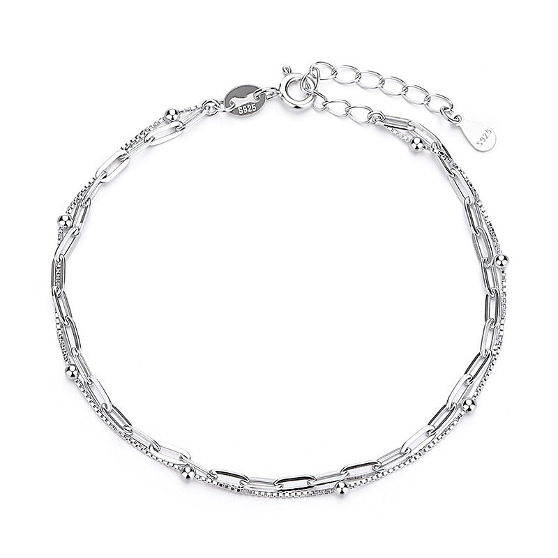Geometric Bracelets For Women Featuring 925 Sterling Silver Ball Chain In Simple Style With Electroplated Gold Plating