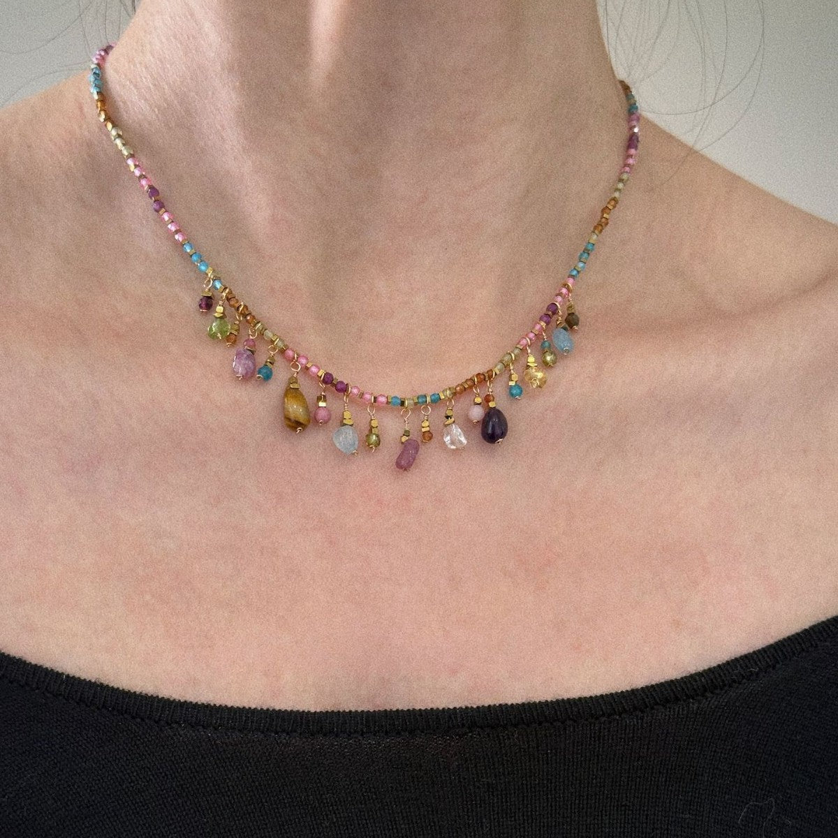 Bohemian Tassel Copper Pendant Necklace For Women In Multicolor