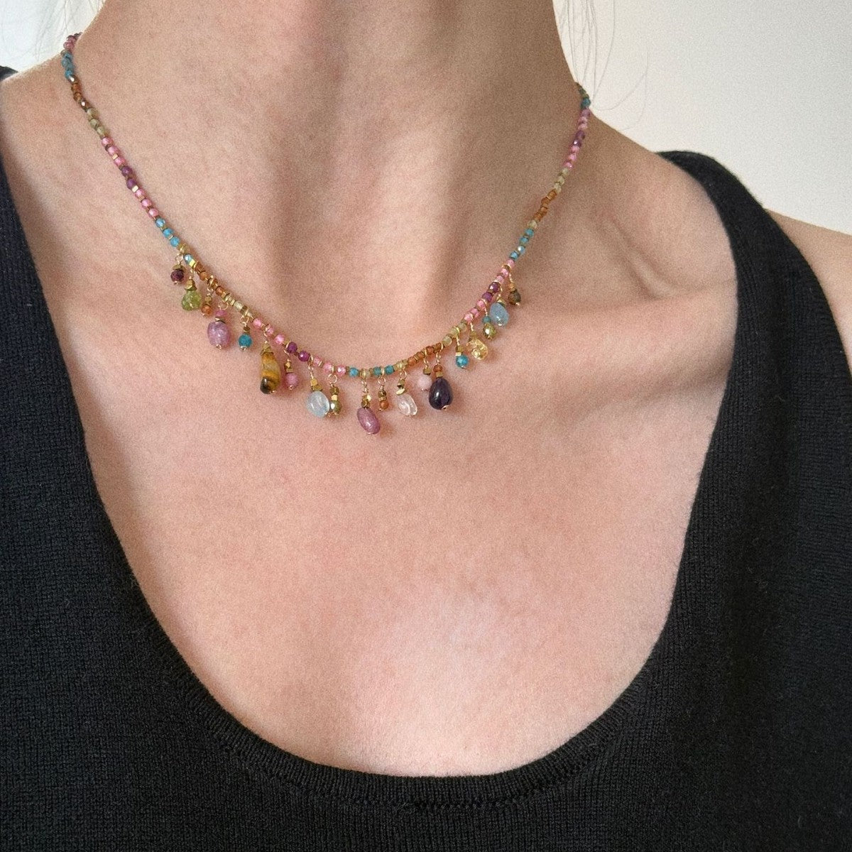 Bohemian Tassel Copper Pendant Necklace For Women In Multicolor