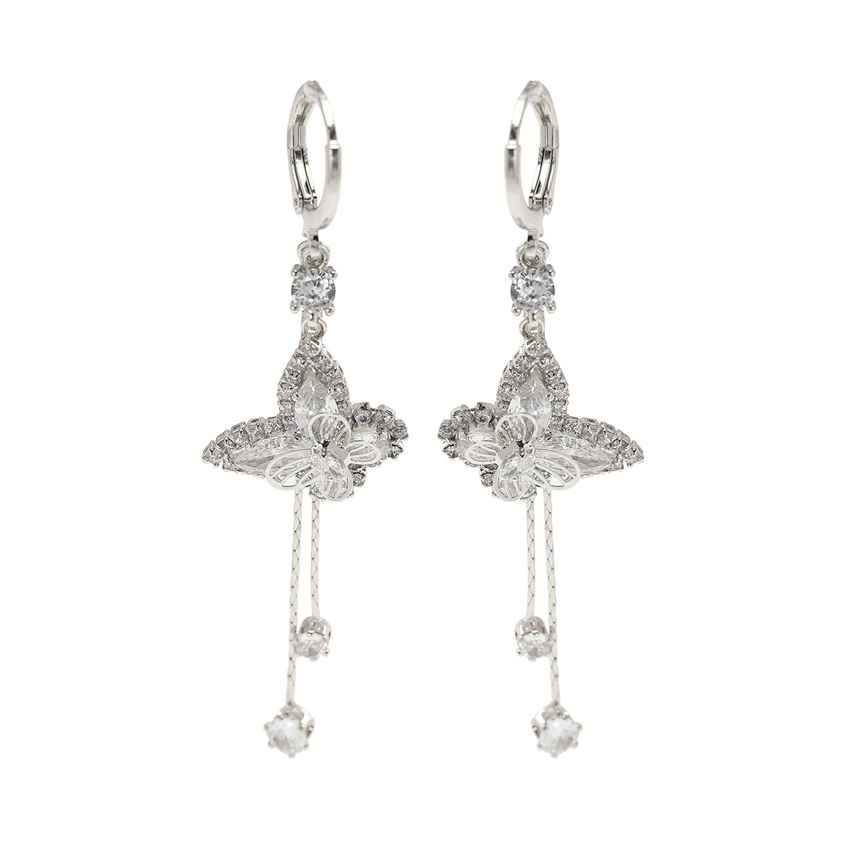 Elegant Butterfly Tassel Clip Earrings For Women In Real Gold Plated Copper