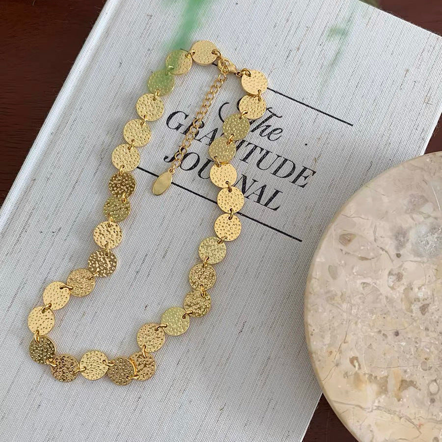 Bohemian Round Gold Necklace For Women Featuring Electroplated Alloy Pendant