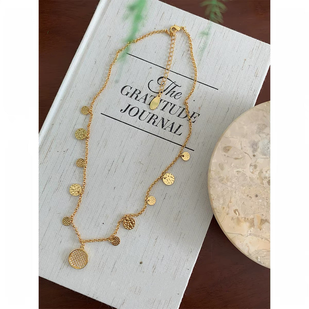 Bohemian Round Gold Necklace For Women Featuring Electroplated Alloy Pendant
