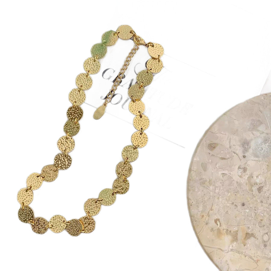 Bohemian Round Gold Necklace For Women Featuring Electroplated Alloy Pendant