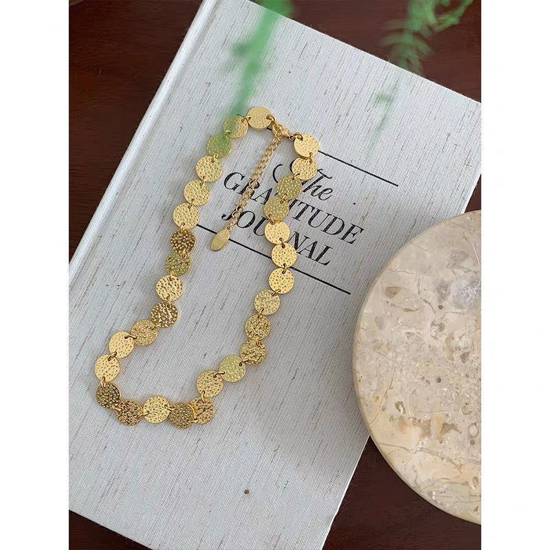Bohemian Round Gold Necklace For Women Featuring Electroplated Alloy Pendant