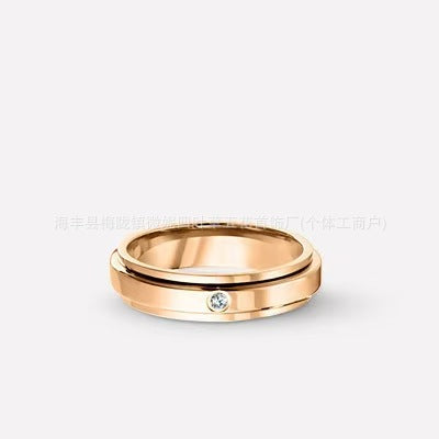 New Style Oval Rotatable Ring For Unisex In Silver Featuring 18K Real Gold Plated V Gold Material
