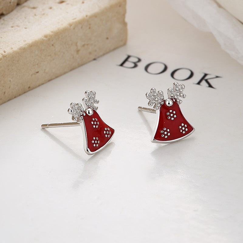 Christmas Tree Stud Earrings For Women In Simple Style, Made Of 925 Sterling Silver With Electroplated Gold Plating