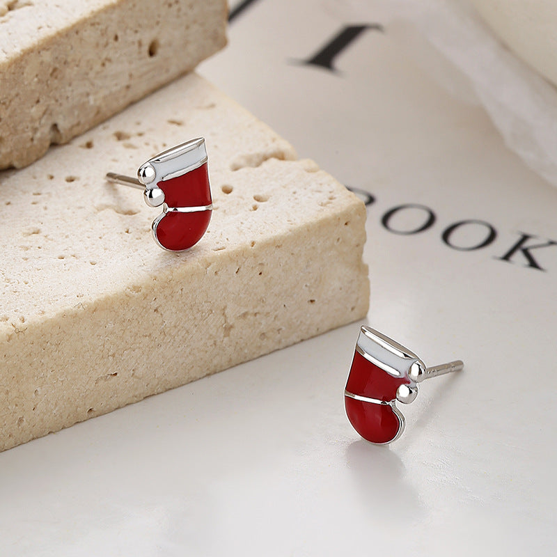 Christmas Tree Stud Earrings For Women In Simple Style, Made Of 925 Sterling Silver With Electroplated Gold Plating