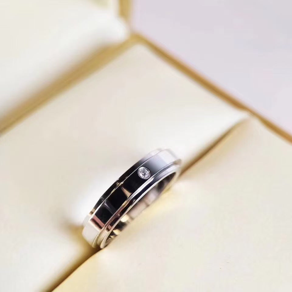New Style Oval Rotatable Ring For Unisex In Silver Featuring 18K Real Gold Plated V Gold Material