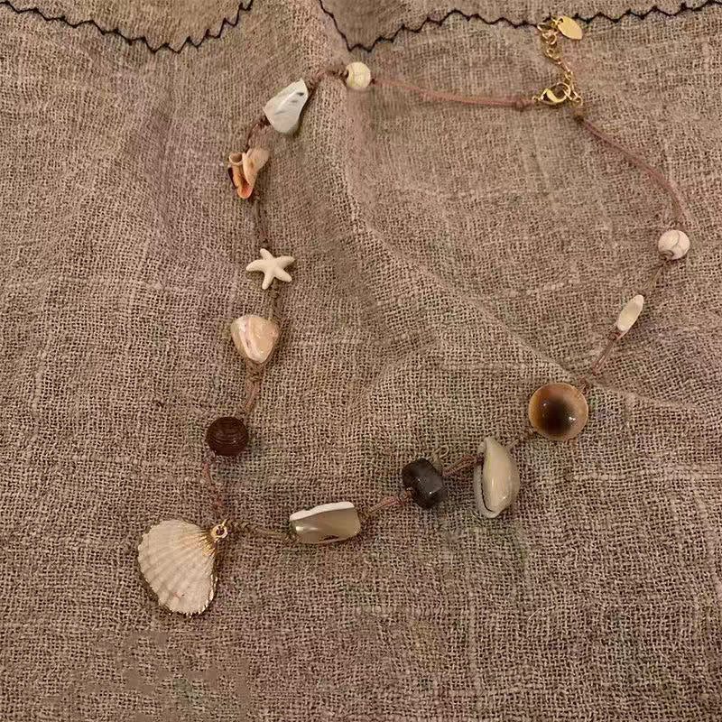Bohemian Starfish Necklace For Women With Shell Pendant And Woven Chain Featuring Braid Craft