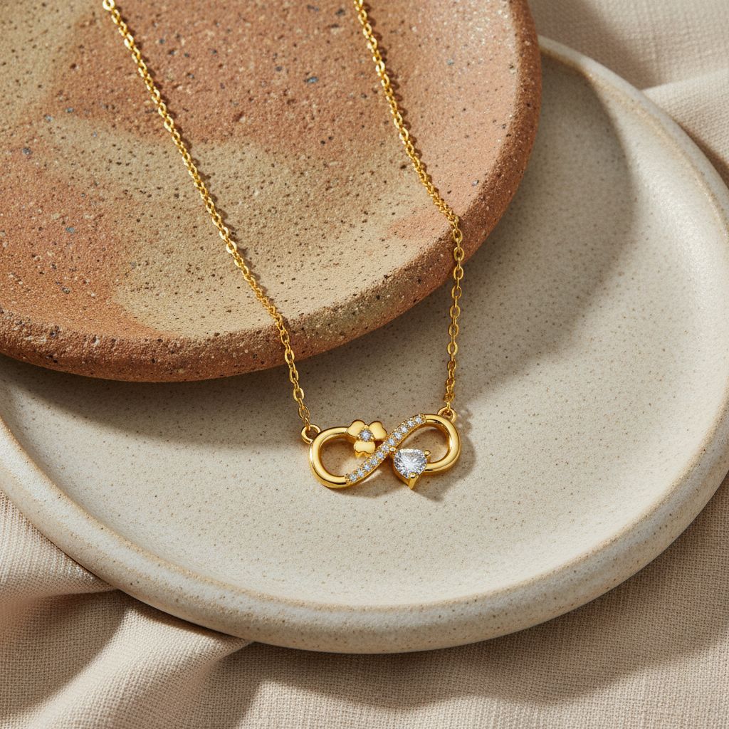 Gold Symbol Necklace For Women With Real Gold Plated Copper Pendant On Cable Chain