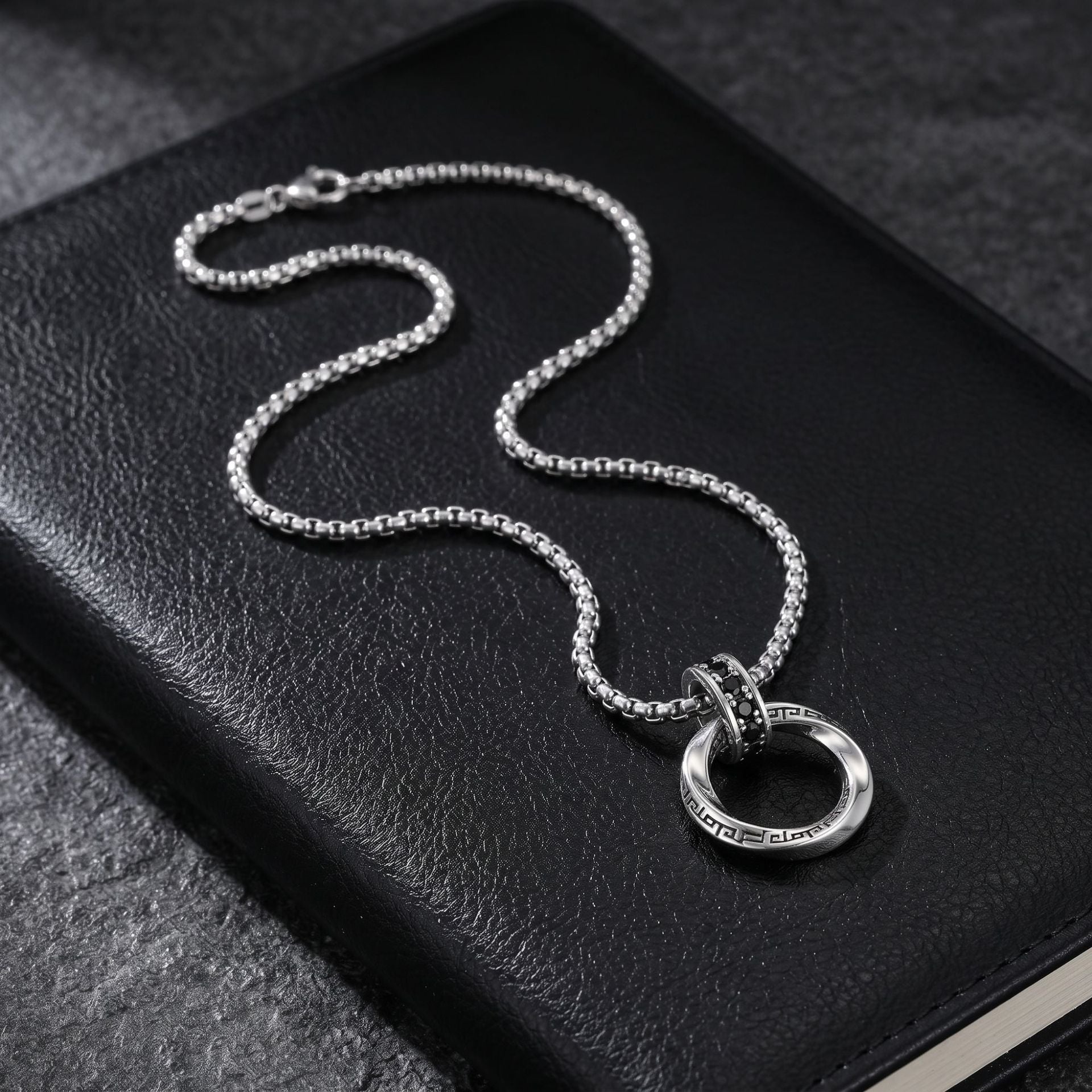 Infinity Hip-Hop Necklace For Unisex Featuring Alloy Pendant With Rhinestones And 304 Stainless Steel Box Chain