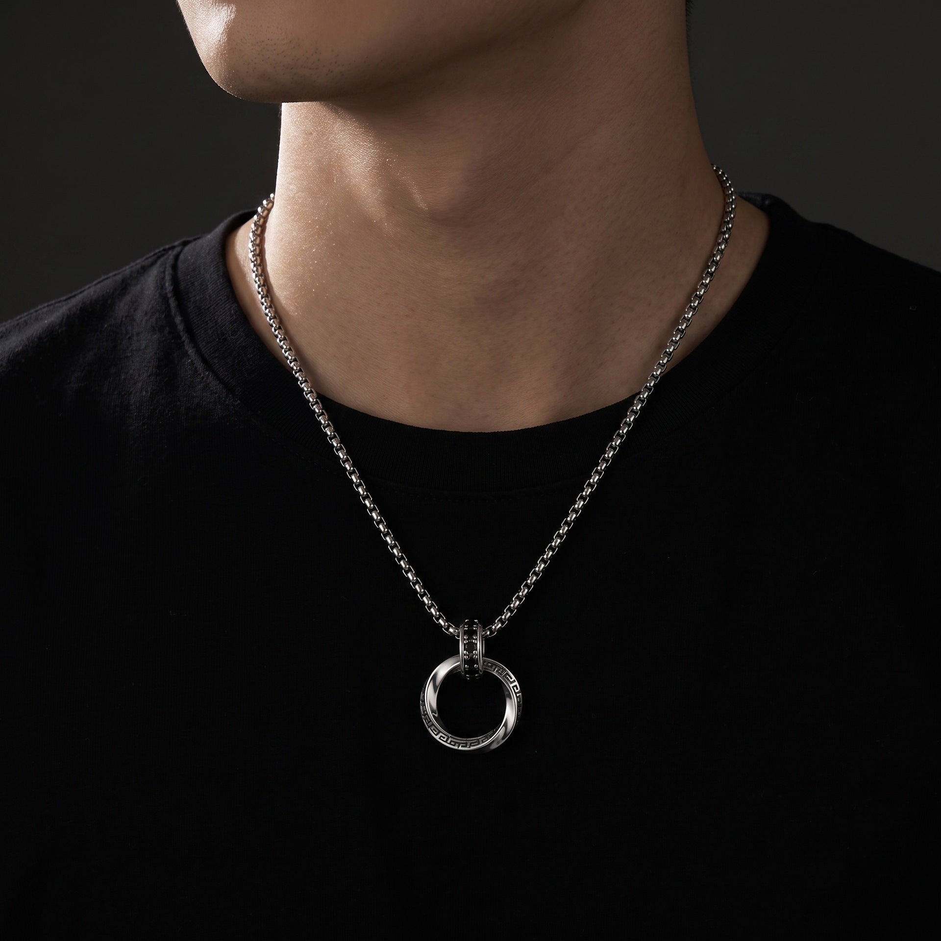 Infinity Hip-Hop Necklace For Unisex Featuring Alloy Pendant With Rhinestones And 304 Stainless Steel Box Chain