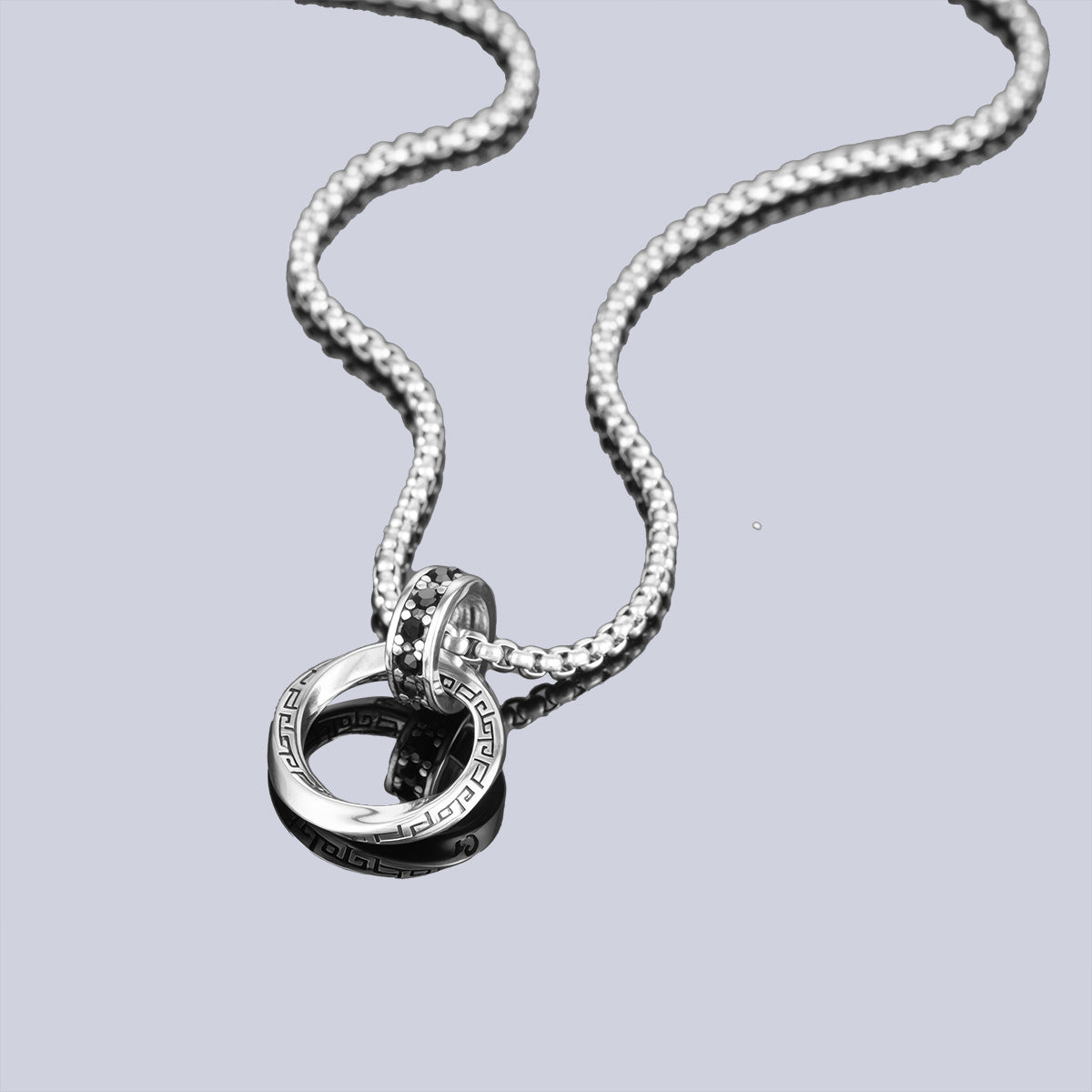 Infinity Hip-Hop Necklace For Unisex Featuring Alloy Pendant With Rhinestones And 304 Stainless Steel Box Chain
