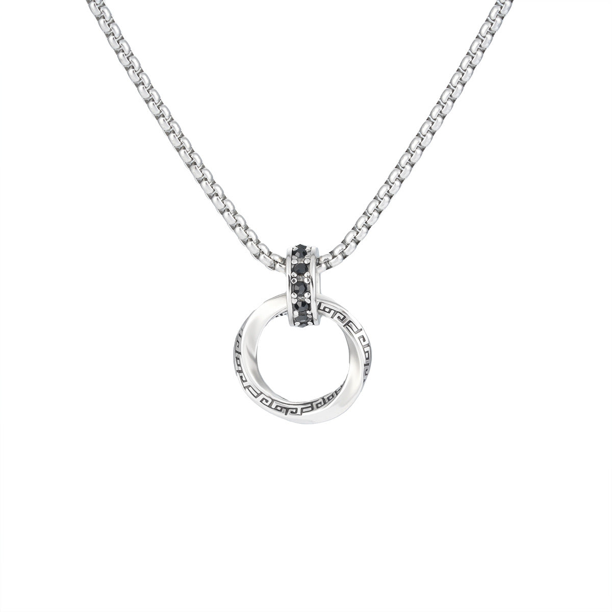 Infinity Hip-Hop Necklace For Unisex Featuring Alloy Pendant With Rhinestones And 304 Stainless Steel Box Chain