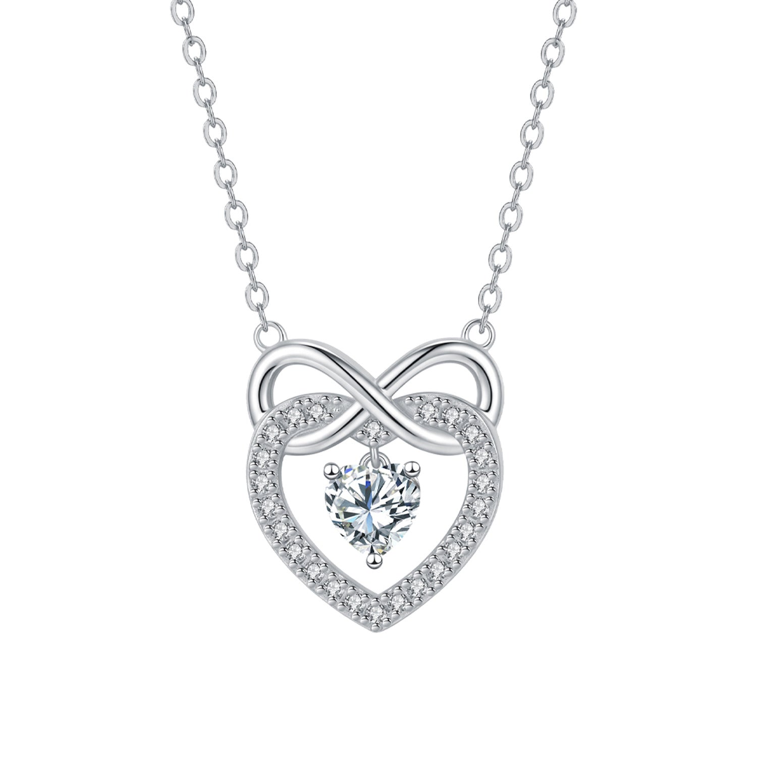 Heart Shape Necklace For Women In Champagne With Copper Pendant And Zircon Inlay On Cable Chain