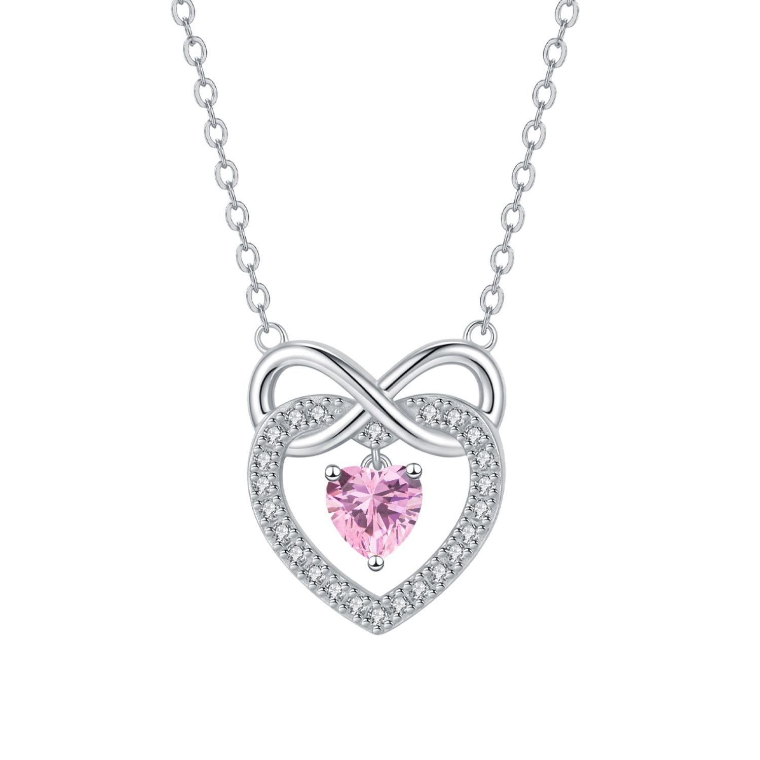 Heart Shape Necklace For Women In Champagne With Copper Pendant And Zircon Inlay On Cable Chain