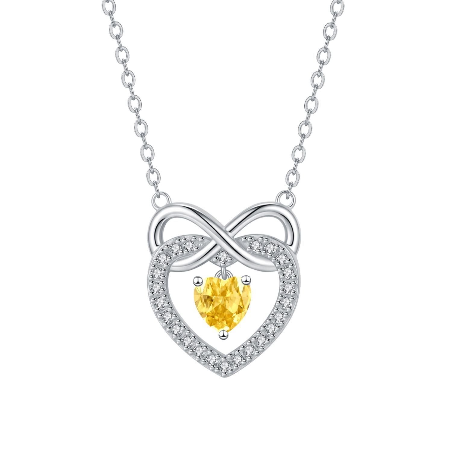 Heart Shape Necklace For Women In Champagne With Copper Pendant And Zircon Inlay On Cable Chain