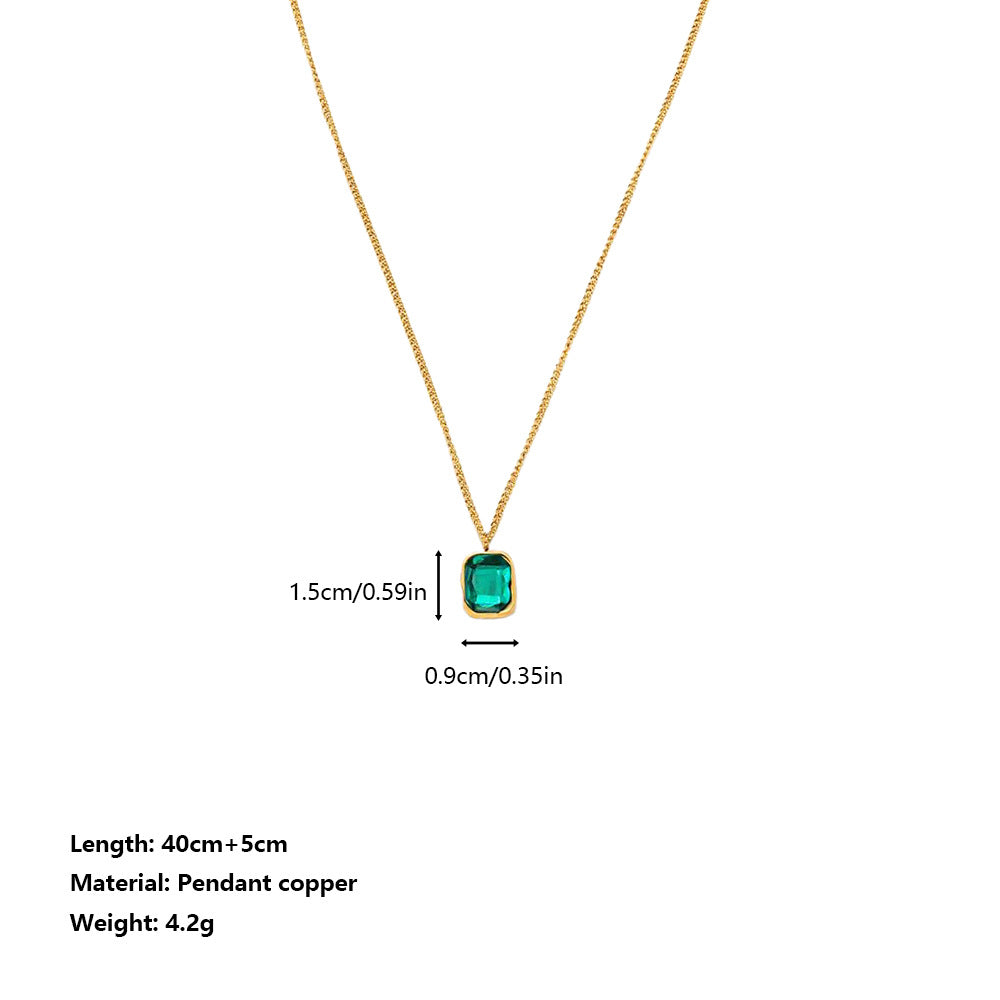 Ocean Gold Pendant Necklace For Women In Titanium Steel With Rhinestones On Cable Chain