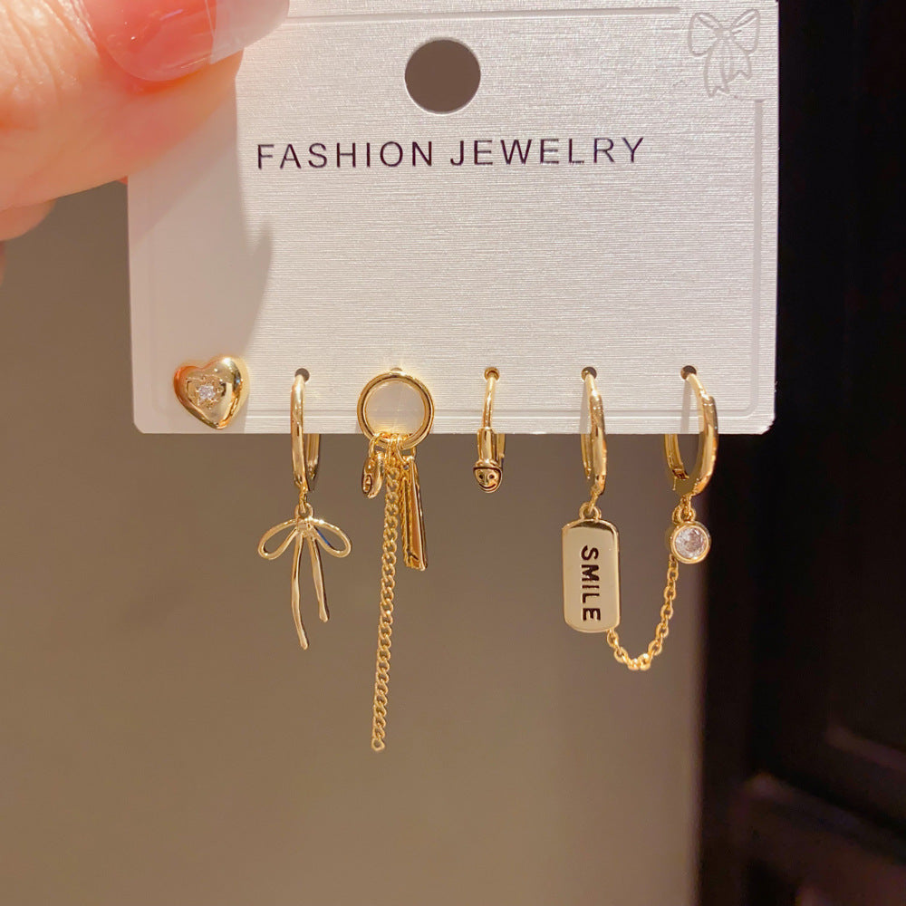 Bow Tie Tassel Drop Earrings For Women With Copper Ear Pins And Real Gold Plated Finish
