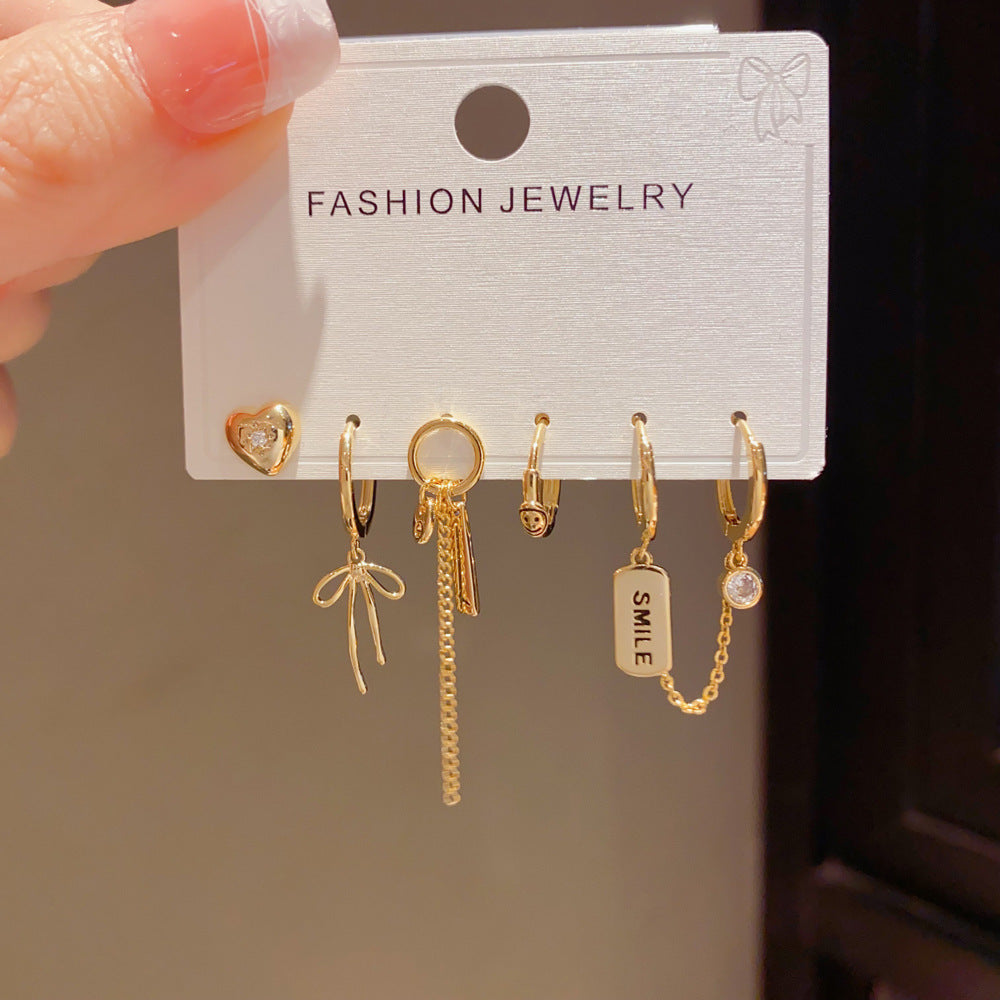 Bow Tie Tassel Drop Earrings For Women With Copper Ear Pins And Real Gold Plated Finish