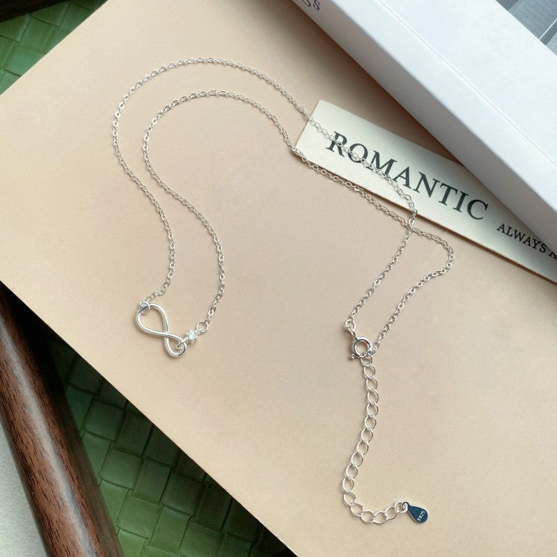 Infinity Necklace For Women In New Style, 925 Sterling Silver With Zircon Inlay And Silver Cable Chain