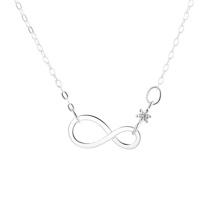 Infinity Necklace For Women In New Style, 925 Sterling Silver With Zircon Inlay And Silver Cable Chain