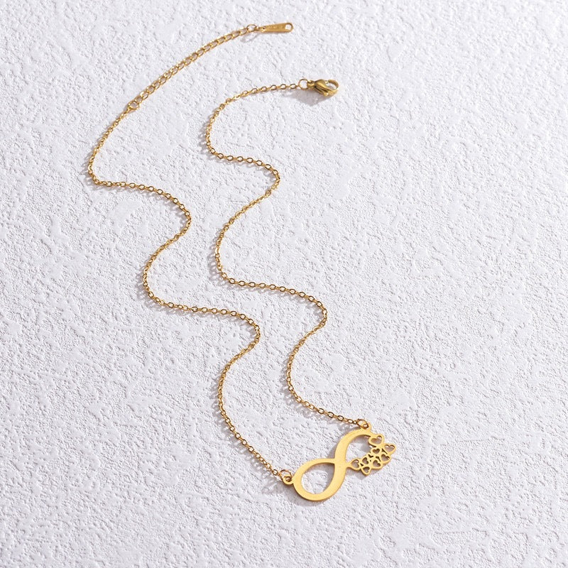 Heart Shape Gold Necklace For Women In Simple Style With 304 Stainless Steel Cable Chain