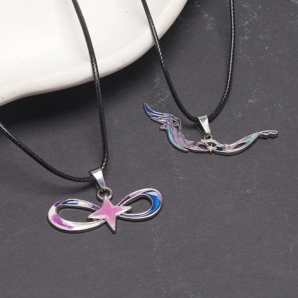 Cartoon Style Pendant Necklace For Women With Electroplated Zinc Alloy Pendant And Cord String Chain