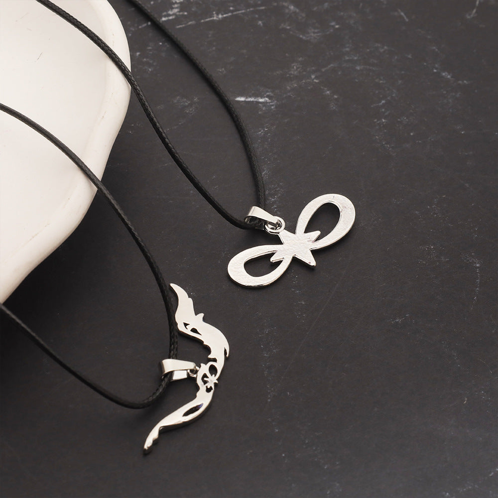 Cartoon Style Pendant Necklace For Women With Electroplated Zinc Alloy Pendant And Cord String Chain
