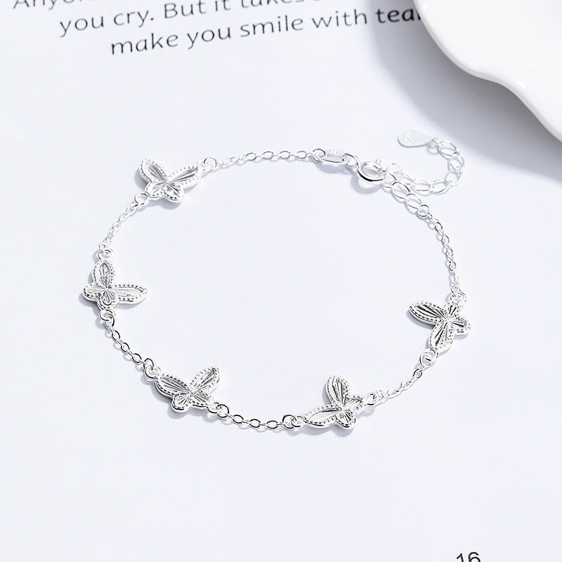 Butterfly Bracelet For Women In Simple Style, Featuring 925 Sterling Silver Chain In Silver