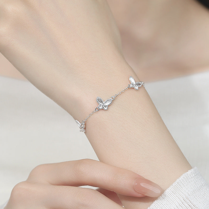 Butterfly Bracelet For Women In Simple Style, Featuring 925 Sterling Silver Chain In Silver