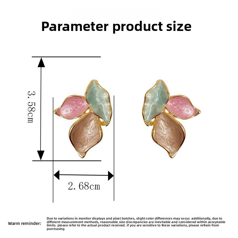 Leaves Earrings For Women With Copper Ear Pins, Exaggerated Style, Real Gold Plated Finish