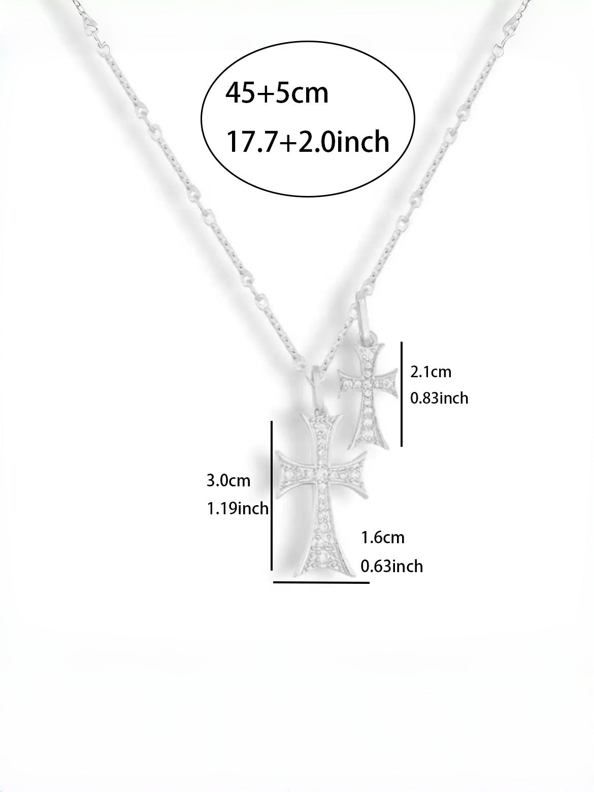 Hip-Hop Cross Pendant Necklace For Women In Copper With Electroplated Finish Featuring Zircon Inlay