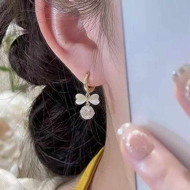 Gold Tassel Bow Tie Earrings For Women Featuring Zinc Alloy Ear Pins