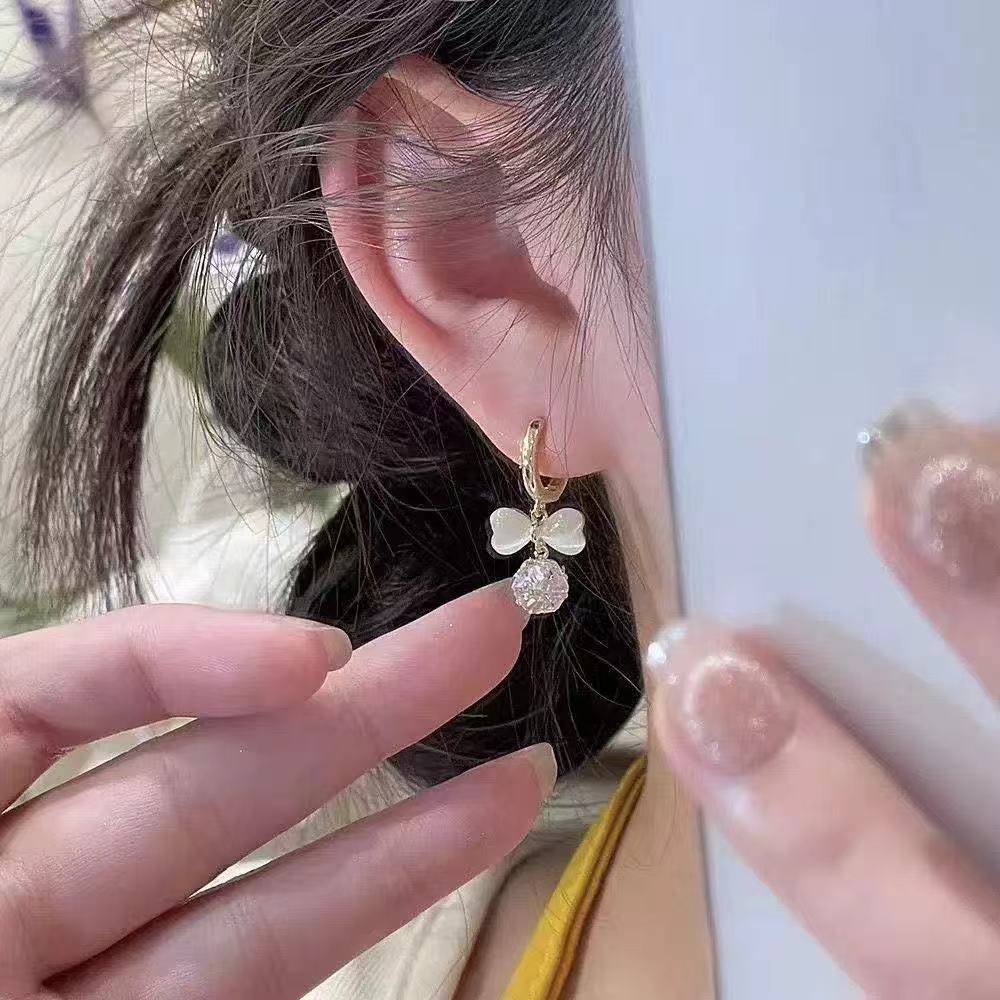 Gold Tassel Bow Tie Earrings For Women Featuring Zinc Alloy Ear Pins