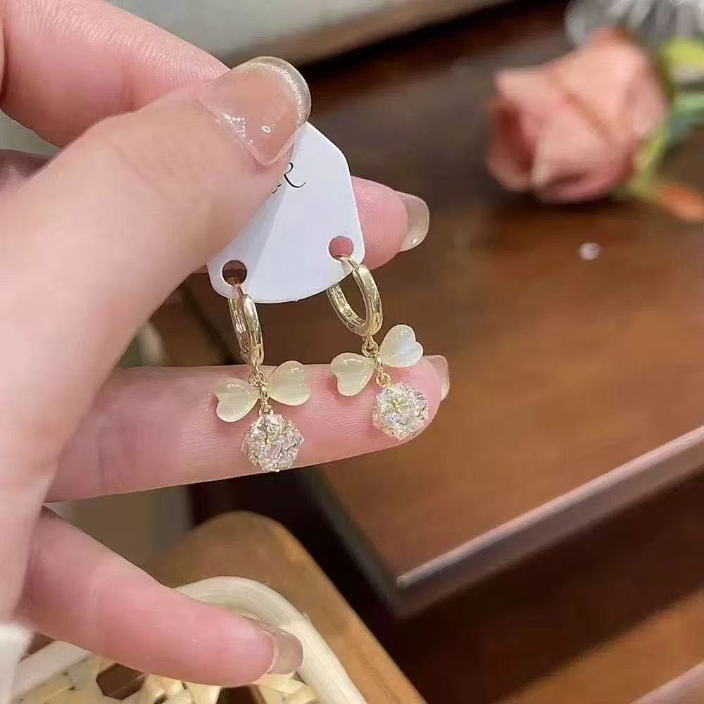 Gold Tassel Bow Tie Earrings For Women Featuring Zinc Alloy Ear Pins