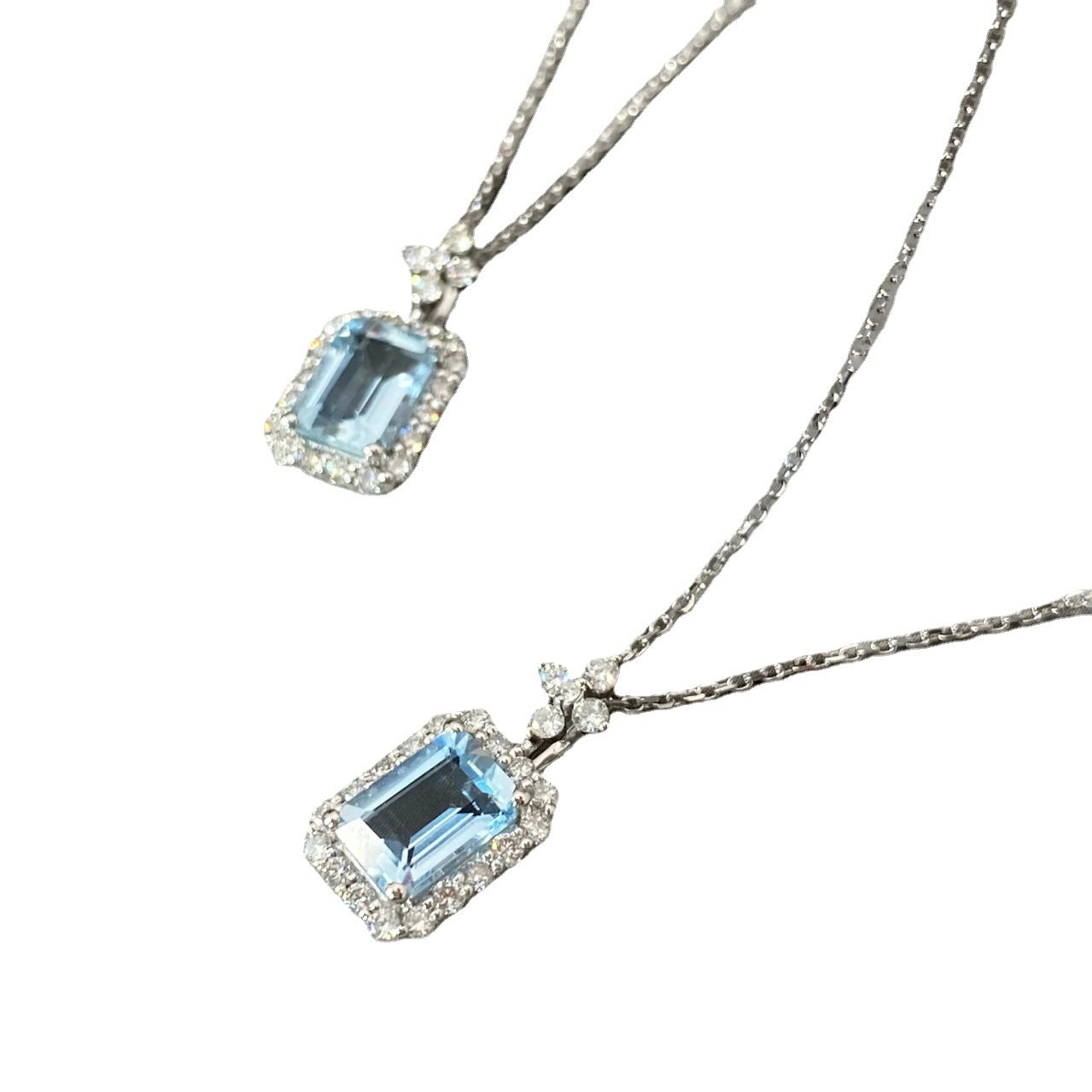 Lake Blue Perfume Bottle Necklace For Women With Copper Chain And Copper Pendant