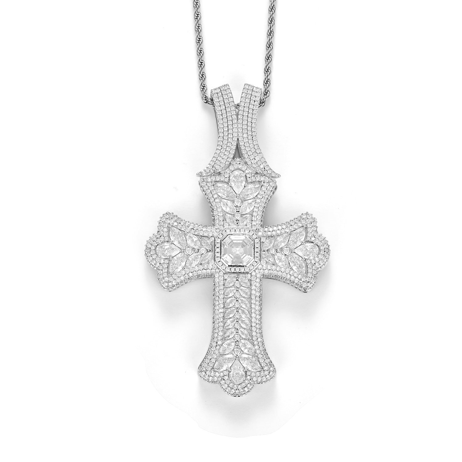 Hip-Hop Cross Pendant With Electroplated Gold Plating, Copper Base, Bezel Set Zircon Inlay, Unisex Jewelry
