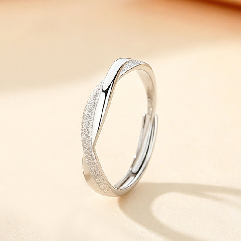 Irregular 925 Sterling Silver Couple Rings With Electroplated Finish, 1 Pair For Valentine's Day